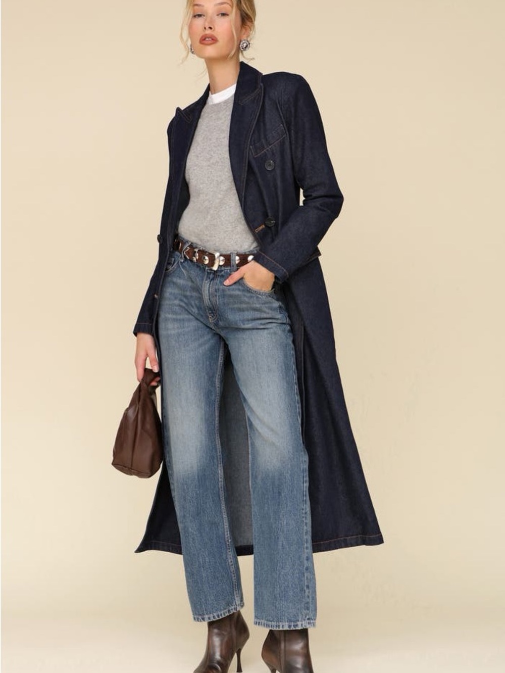 Avec Les Filles Denim jacket in dark Blue